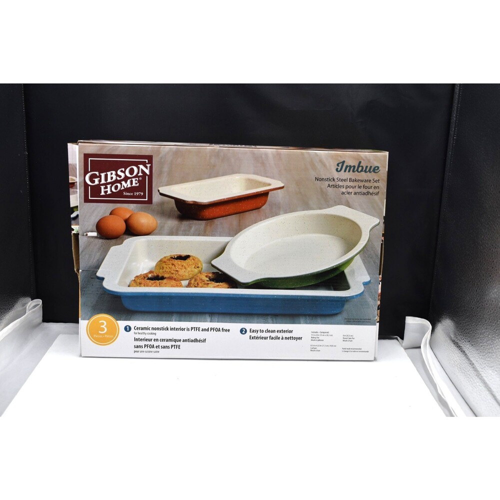 New Gibson Home Ceramic Steel Bakeware Set Imbue New in the Box